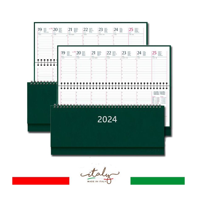 Agenda da Tavolo 2024 2 pezzi Planning Settimanale verdone 30x10 cm colore verde