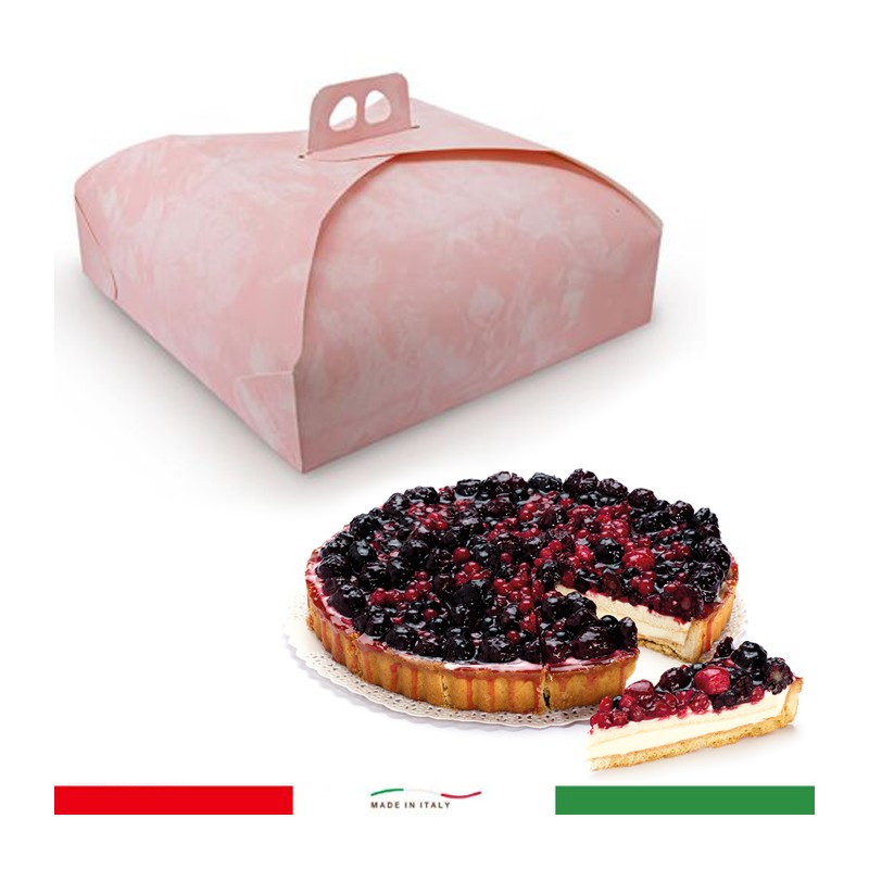 Scatola porta torte in Cartone spatolata rosa misura 39,5x39,5cm quadrate 18 PZ