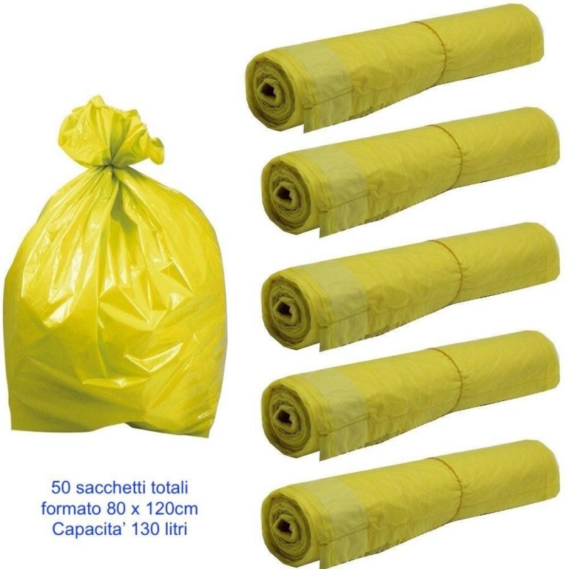 50 sacchetti buste 80x120 raccolta differenziata pattumiera immondizia 130 litri