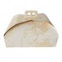 Scatola porta torte in Cartone spatolata bianca e oro misura quadrate 10 PZ