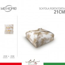 Scatola porta torte in Cartone spatolata bianca e oro misura quadrate 10 PZ