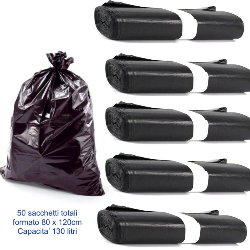 50 sacchetti buste 80x120 raccolta differenziata pattumiera immondizia 130 litri