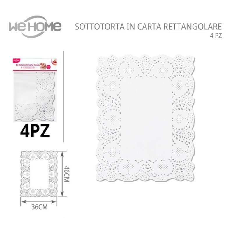WeHome 40 Sottotorta in carta bianca centrini sotto torta rettangol...