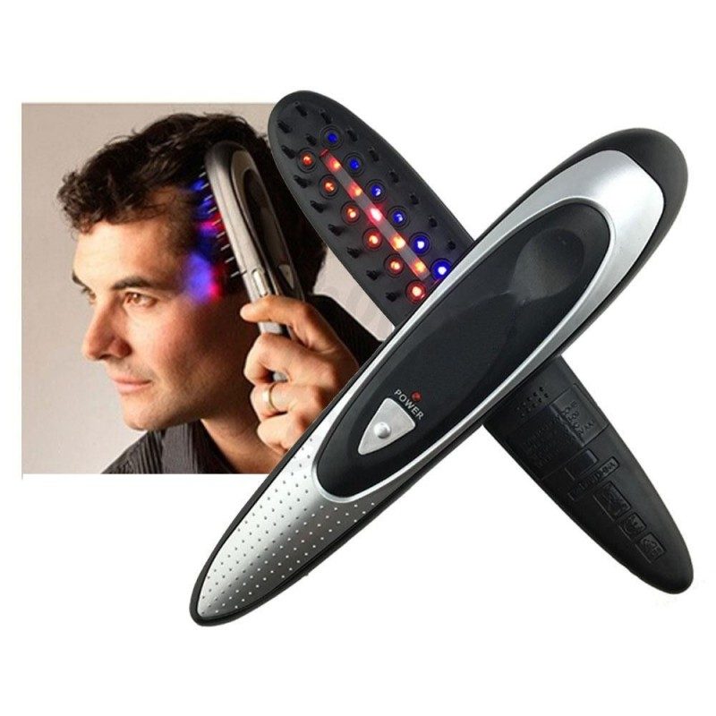 Spazzola capelli ricrescita pettine trattamento bulbi piliferi laser vibrazioni