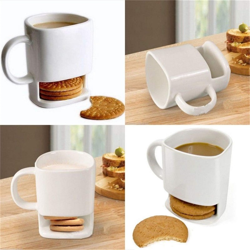 Hongu Tazza in ceramica con porta biscotti bianca idea regalo per c...
