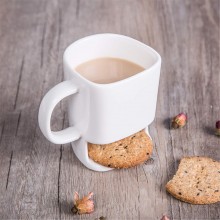 Tazza in ceramica con porta biscotti bianca idea regalo per colazione caffè