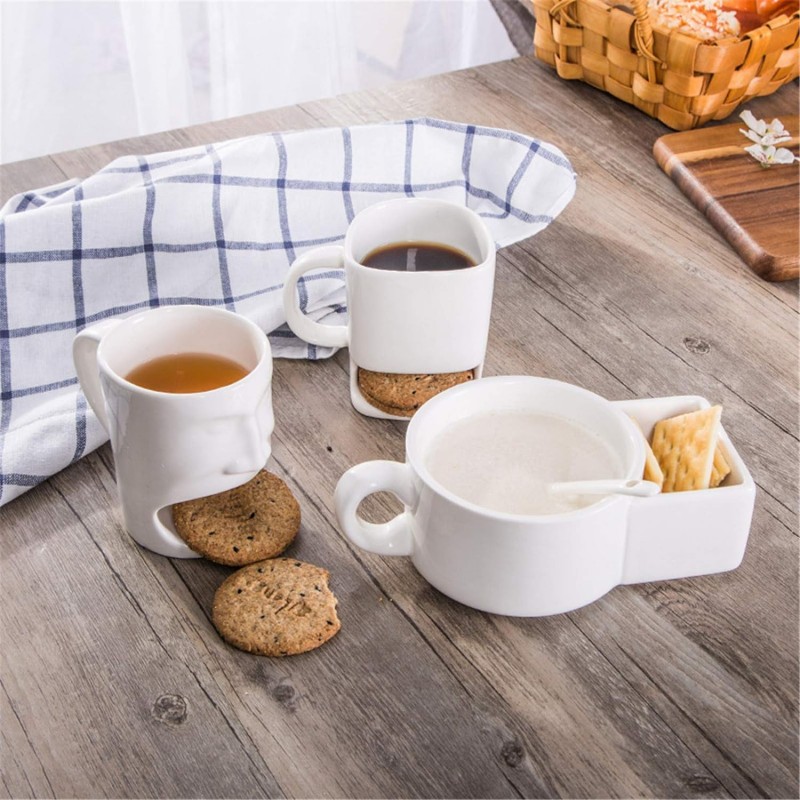 Hongu Tazza in ceramica con porta biscotti bianca idea regalo per c...
