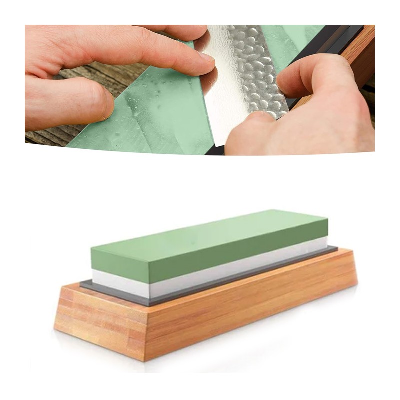 Pietra per affilare coltelli 1000/4000 grana cote con base in bambù antiscivolo