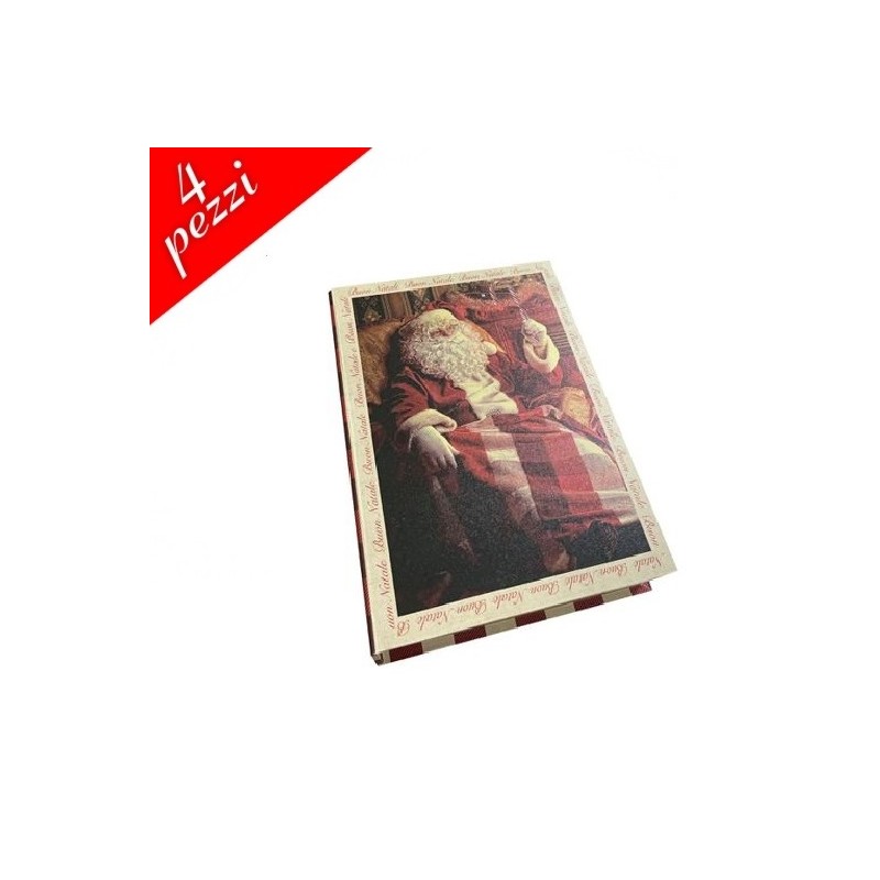 Set 4 scatole natalizie a libro Babbo Natale portaoggetti cioccolatini caramelle regalo decorazione casa