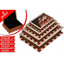 Set 4 scatole natalizie a libro Babbo Natale portaoggetti cioccolatini caramelle regalo decorazione casa