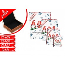 Set 4 scatole natalizie a libro con Gnomi portaoggetti cioccolatini caramelle regalo decorazione casa