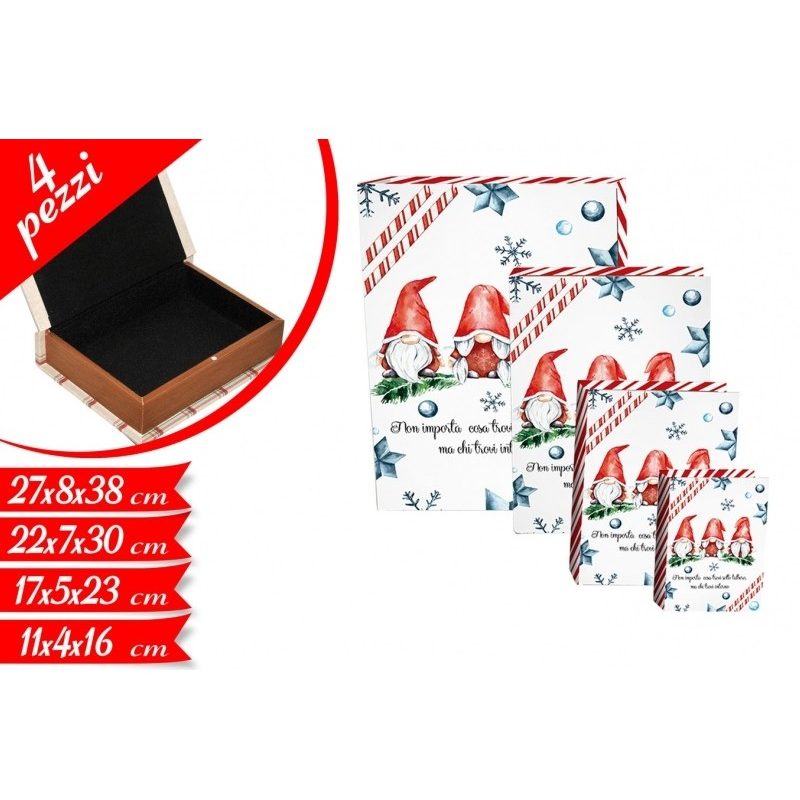 Hongu Set 4 scatole natalizie a libro con Gnomi portaoggetti ciocco...