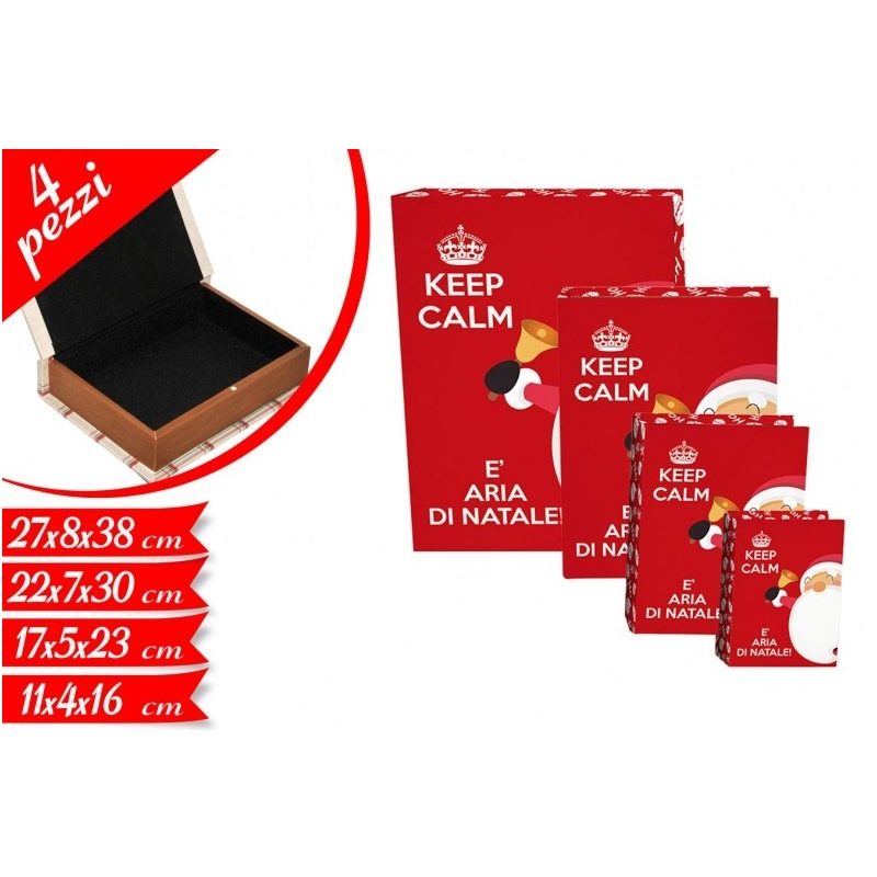 Hongu Set 4 scatole natalizie a libro Keep Calm Babbo Natale portao...