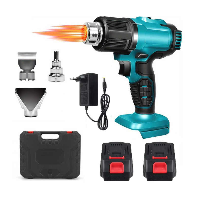 Pistola termica ad aria calda termosoffiatore doppia batteria 21V 350°C/550 °C 
