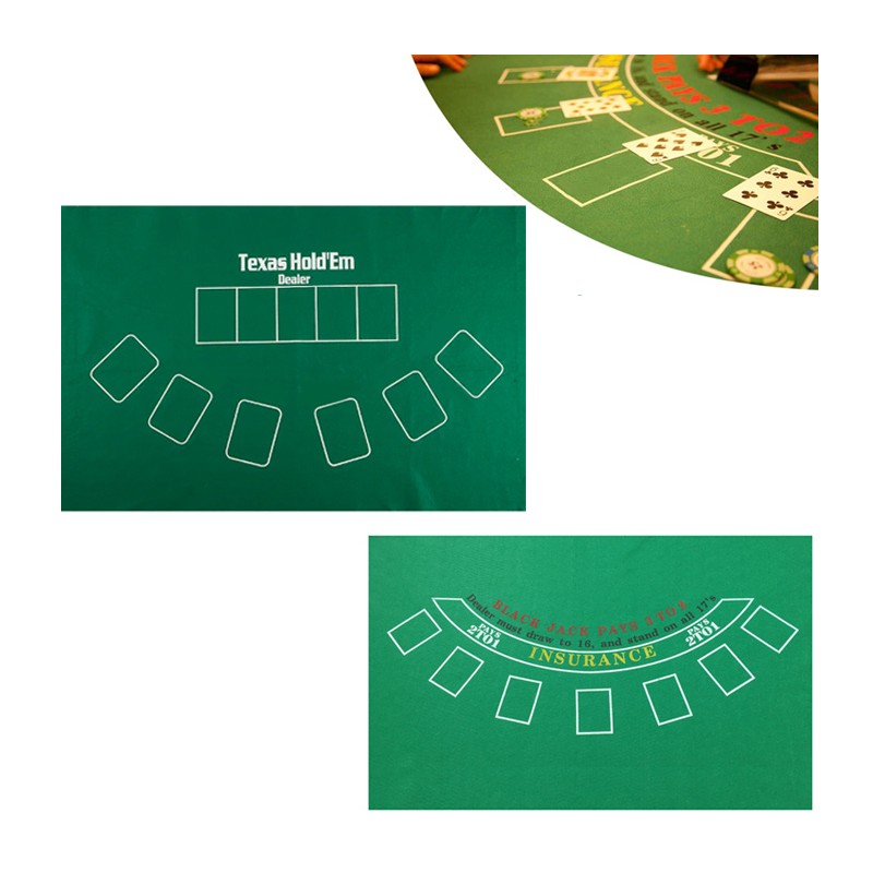 Panno verde da gioco tavolo tessuto tovaglia poker black jack texas hold'em  - 120 x 160 cm