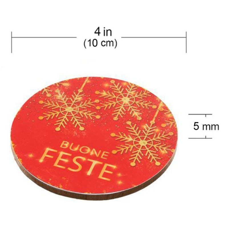 Hongu Sottobicchieri natalizi tondi 10 cm legno 12 Pezzi decorazion...