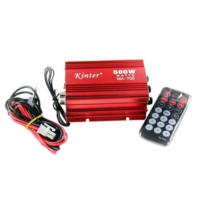 Amplificatore stereo microfono due ingressi USB karaoke radio FM AUX musica