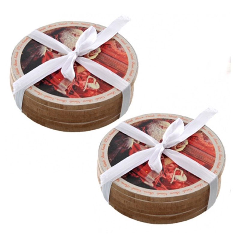 Hongu Sottobicchieri natalizi tondi 10 cm legno 12 Pezzi decorazion...