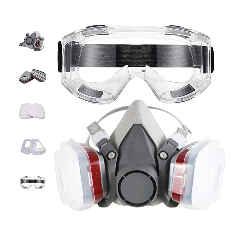 Maschera protettiva filtro anti polvere gas occhiali trasparenti  verniciatura 