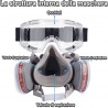 Maschera protettiva filtro anti polvere gas occhiali trasparenti ve...