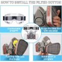 Maschera protettiva filtro anti polvere gas occhiali trasparenti  verniciatura 