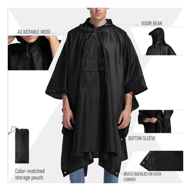 Hongu Mantella poncho impermeabile anti pioggia con cappuccio tagli...