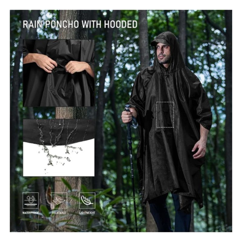 Hongu Mantella poncho impermeabile anti pioggia con cappuccio tagli...