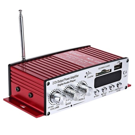 Amplificatore stereo microfono due ingressi USB karaoke radio FM AUX musica