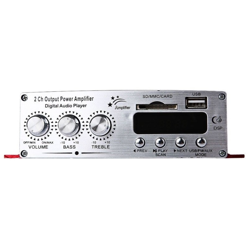 Amplificatore stereo microfono due ingressi USB karaoke radio FM AUX musica