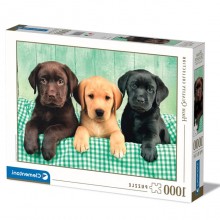 Puzzle Clementoni - 1000 pezzi - Tre cani Labrador piccoli cuccioli 69x50 cm