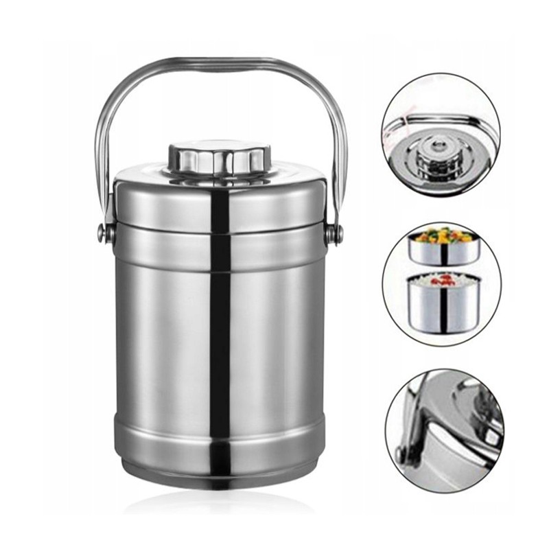 Portavivande termico Contenitore Porta Pranzo Scomparti in acciaio Inox 2 Litri