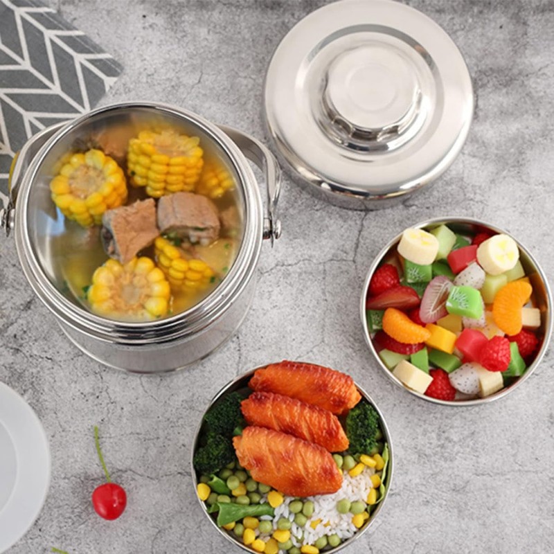 Lunch Box Termico Lyrlody 1,2L | 2 Scomparti Acciaio Inox | Portapranzo Ermetico