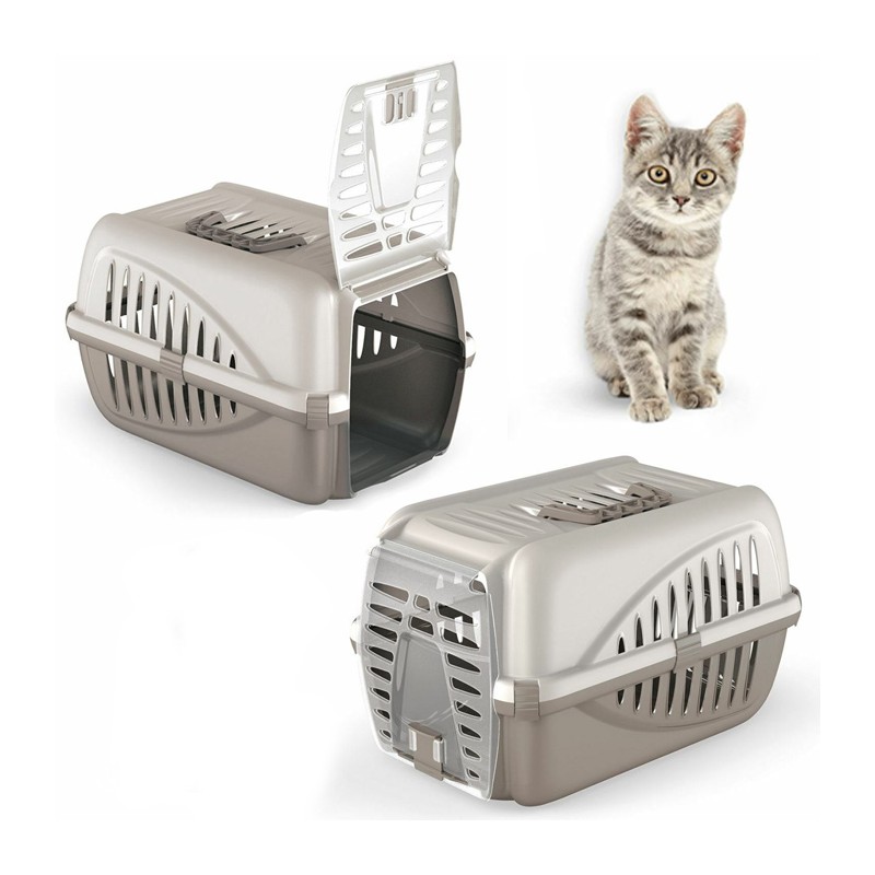 10567 Trasportino in plastica modello Panzer per cani e gatti da viaggio 50 cm