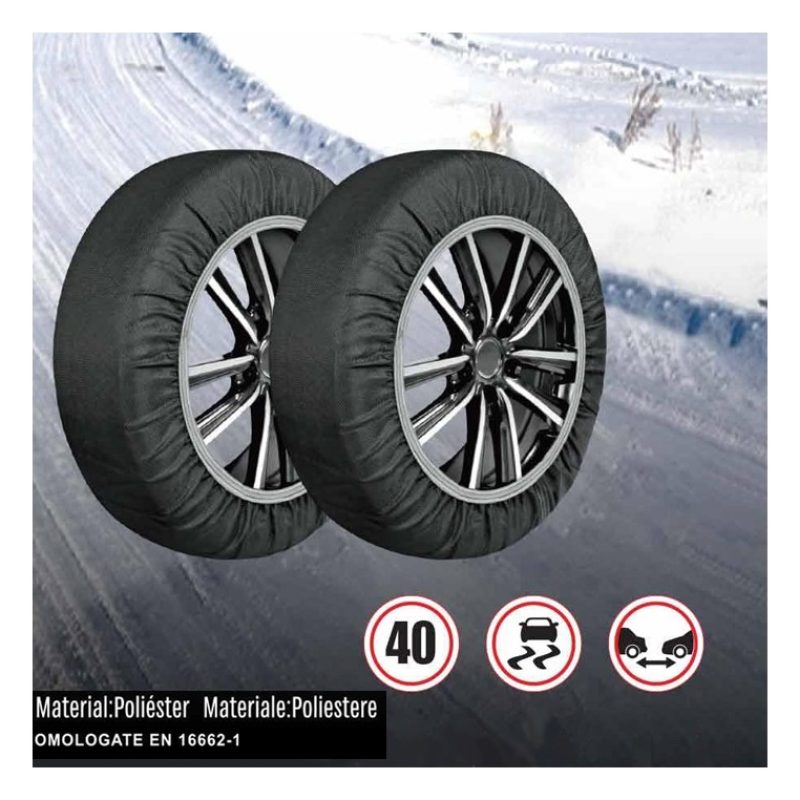 Kmt Style Set 2 Catene da Neve Tessuto kit Calze Omologate EN 16662...
