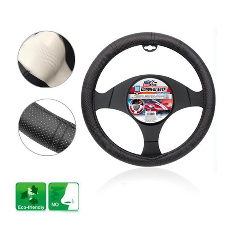 Coprivolante auto nero antiscivolo tessuto forato dim. 36x8,2 cm copri sterzo