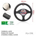 Coprivolante auto nero antiscivolo tessuto forato dim. 36x8,2 cm copri sterzo