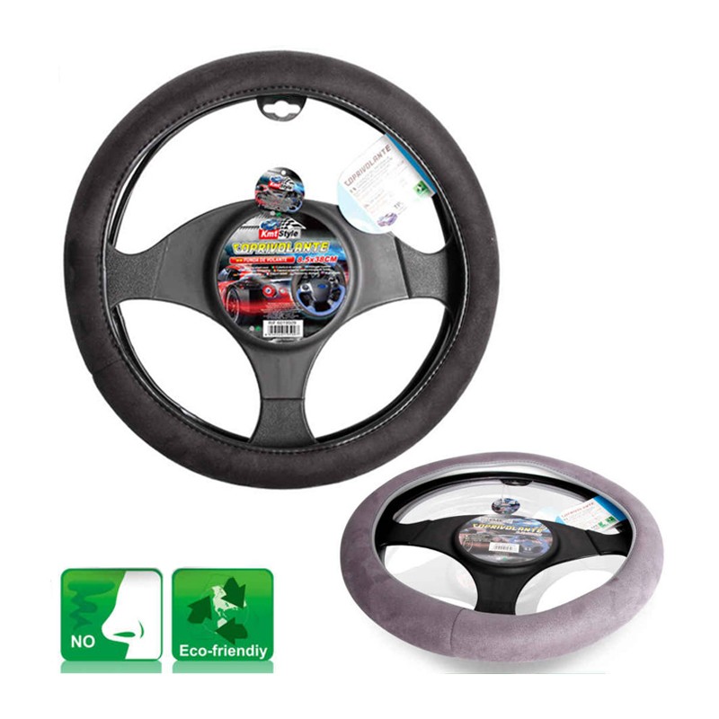 Coprivolante auto grigio antiscivolo presa comfort dim. 38x8,5 cm copri sterzo