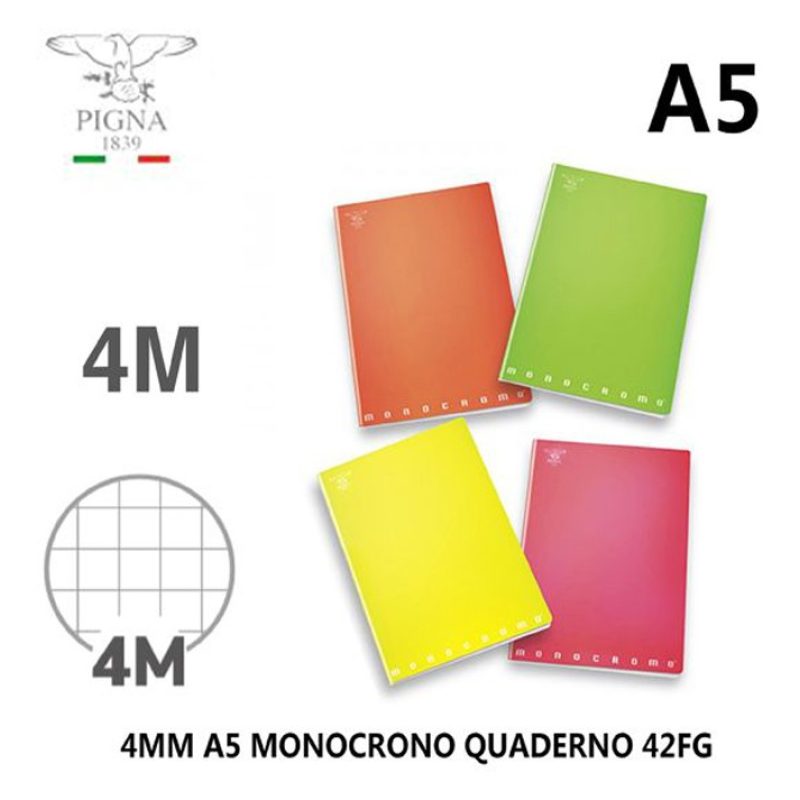 Pigna Set 10 Quaderni Pigna Monocromo in formato A5 Quadretti 4MM c...