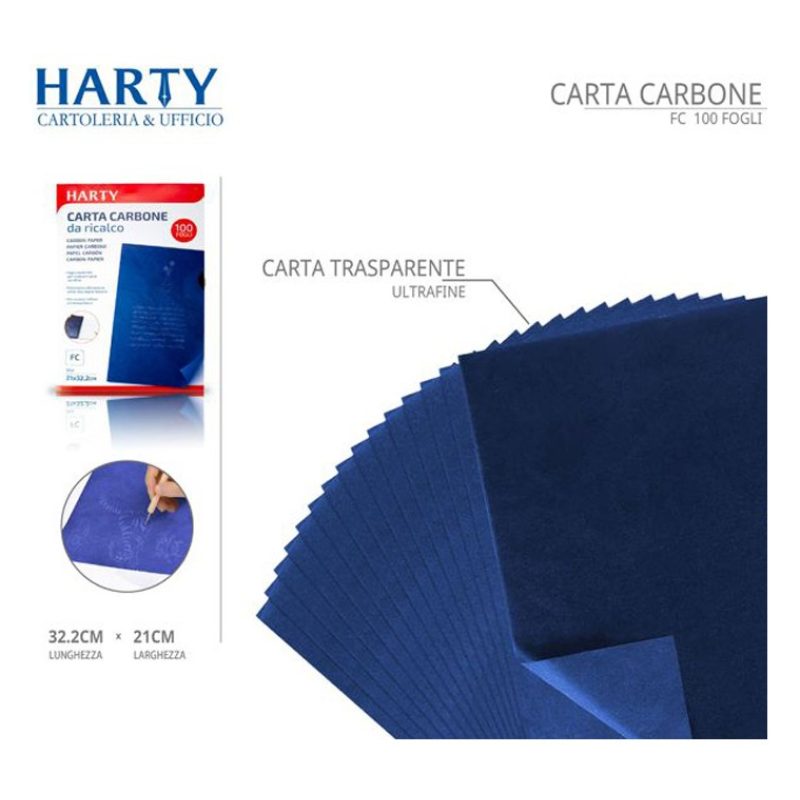 Harty 200 Fogli Carta carbone carbonio autocopiante blu ricalco cop...