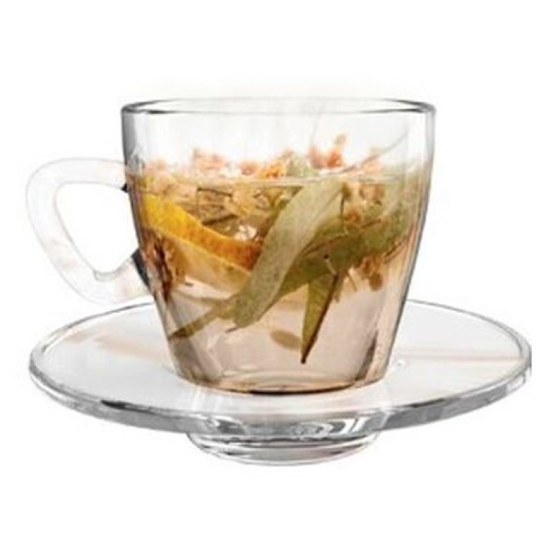 Cok Set 6 Tazze da caffè in vetro trasparente con piattino cappucci...