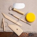 Set di Strumenti per Modellare L'argilla in Ceramica Kit da 8 pezzi in legno