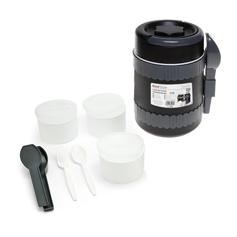 Portavivande thermos termico porta pranzo 1,8L per alimenti 3 contenitori lavoro
