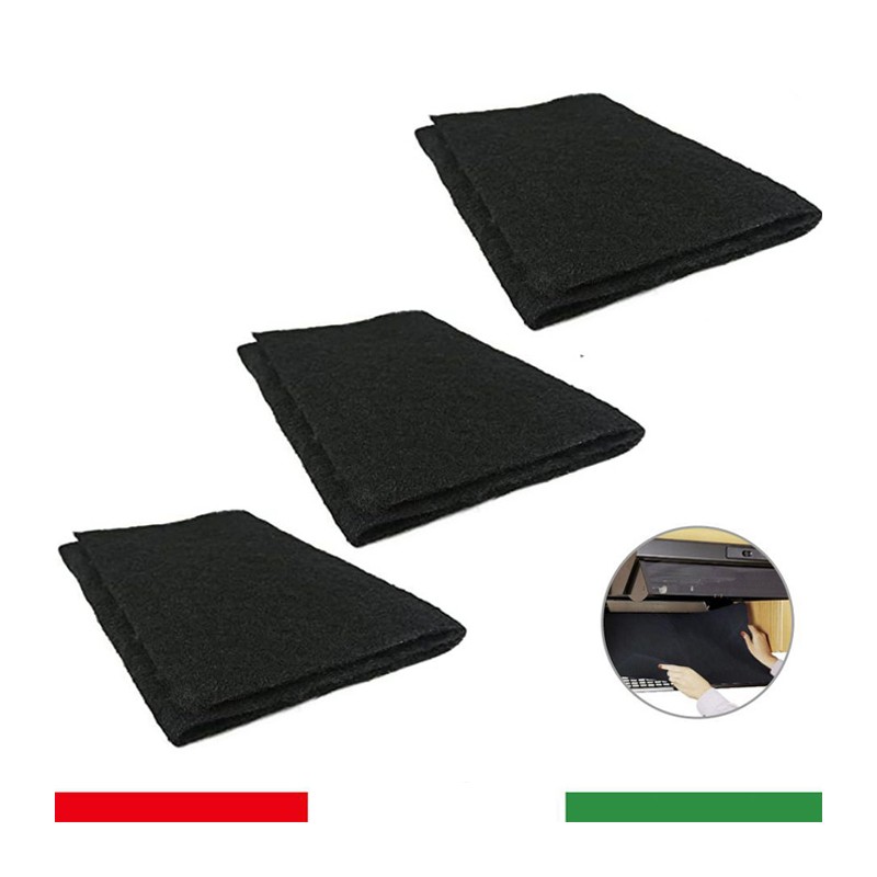 Filtro per cappa antigrasso panno Cucina Universale Nero misura 80x40 cm 3PZ
