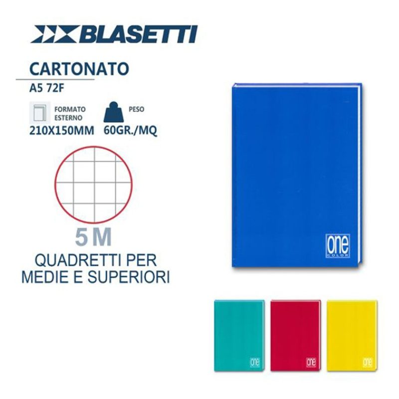 Blasetti Quaderni Cartonati Blasetti A5 Conf 5 pezzi rigatura 5M 72...
