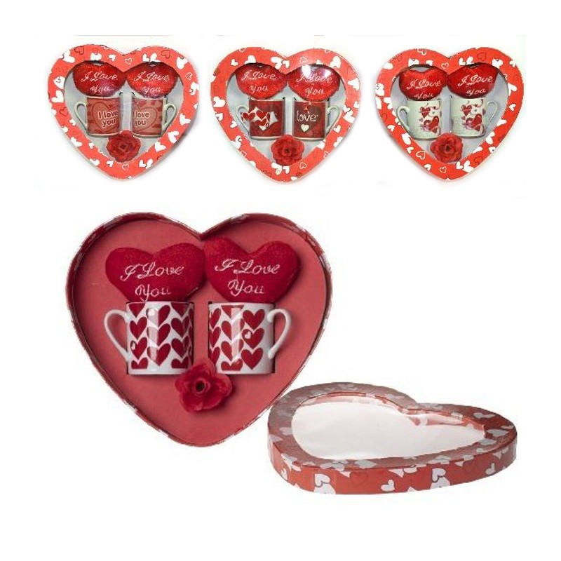 Tazza Regalo con Cuori e Peluche Amore San Valentino set I Love You Mug