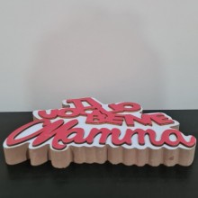Scritta in legno dedicata alla mamma Ti voglio bene Mamma 13x18cm decorativa