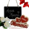 FGF Scritta in legno dedicata alla mamma Io amo Mamma 12x18cm decor...