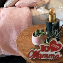 Scritta in legno dedicata alla mamma Io amo Mamma 12x18cm decorativa rossa