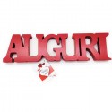 Scritta in legno Auguri 30x8 cm addobbi decorativa festa compleanno idea regalo
