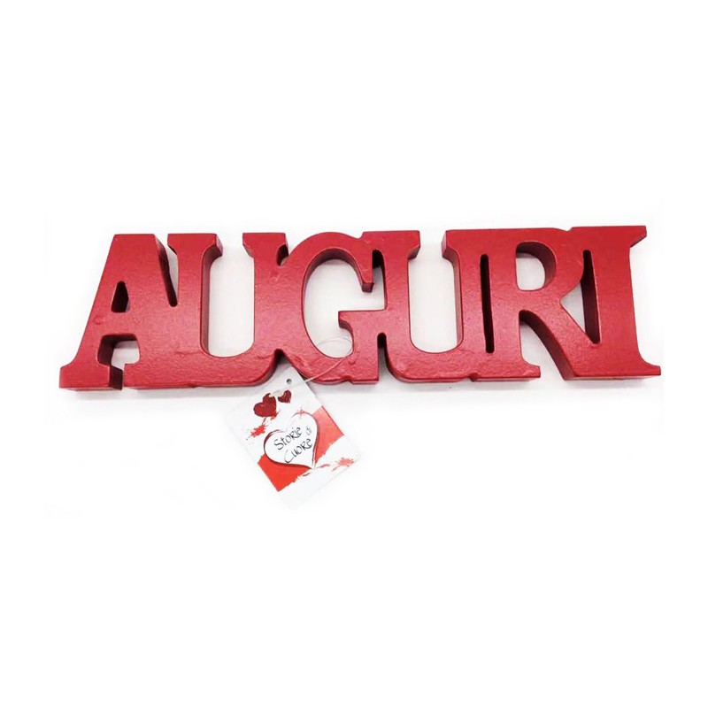 Scritta in legno Auguri 30x8 cm addobbi decorativa festa compleanno idea regalo